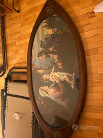 Opera d'arte Sacra Famiglia, cornice legno ovale