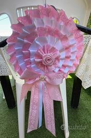 Fiocco nascita rosa e bianco