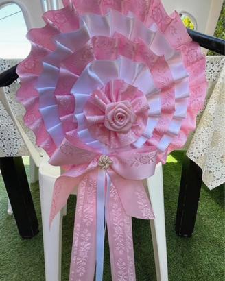 Fiocco nascita rosa e bianco