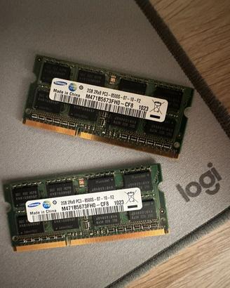 💻 Kit RAM 4GB (2x2GB) Samsung DDR3 SODIMM