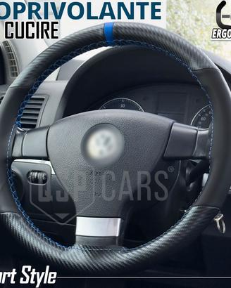 COPRIVOLANTE Auto da Cucire Pelle e Cuciture BLU