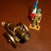 MILITARIA - OBICE + ALPINO CON BANDIERA - OTTONE