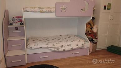 letto a castello 3 posti in legno