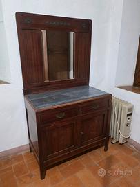 Credenza / Comò d'Epoca con Specchio e Marmo