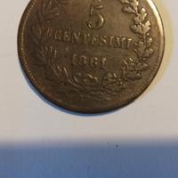 Moneta usata da 5 Cent. anno 1861