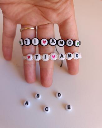 Set 2 braccialetti coppia "TI AMO" artigianali - B
