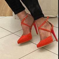 Decollete camoscio rosso