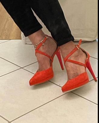 Decollete camoscio rosso