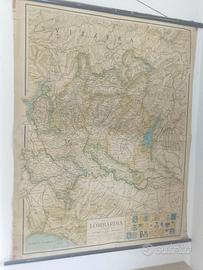 Lotto 3 mappe da muro scolastiche vintage