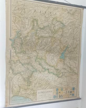 Lotto 3 mappe da muro scolastiche vintage