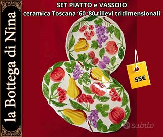 Set piatto e vassoio in ceramica toscana