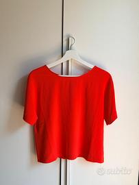 Maglia Donna Rossa Elegante Manica Corta-Taglia M