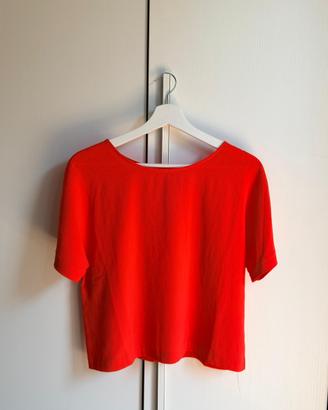 Maglia Donna Rossa Elegante Manica Corta-Taglia M