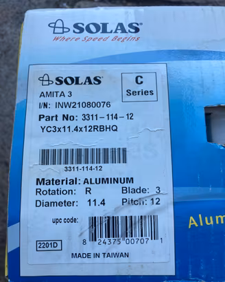 3 eliche SOLAS AMITA 3 per Mercury 40 hp