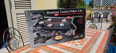 🎲 Casino Roulette Poker 4 in 1 in Legno – Complet