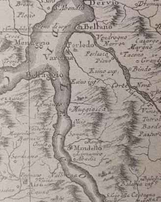 antica stampa lago di Como rarissima xilografia 