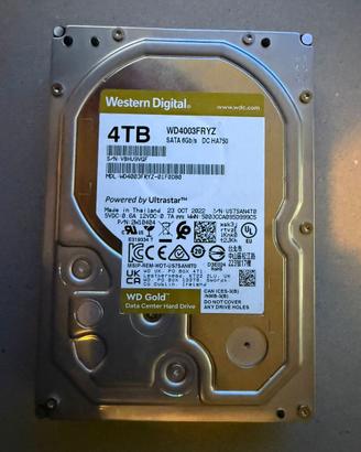 Hard Disk Interno 4TB Western Digital WD Gold 4TB