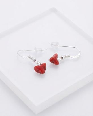 Orecchini cuore in corallo rosso in argento 925