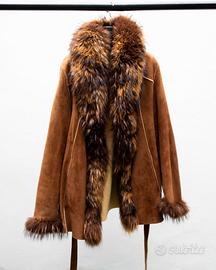 Giacca in suede con vera pelliccia di volpe