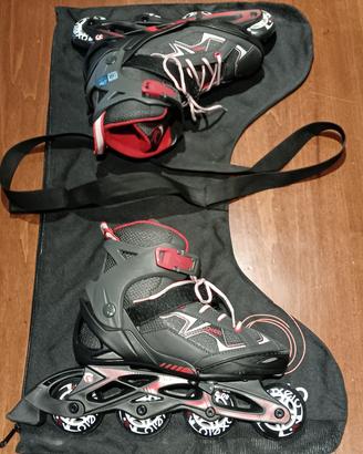 Pattini in linea + protezioni gomiti ginocchia 