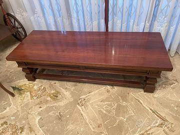Tavolo basso salotto legno massello con 2 cassetti