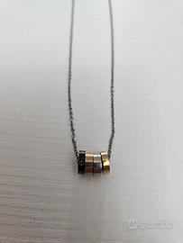 Collana in acciaio inox  ciondolo mini anelli 44cm