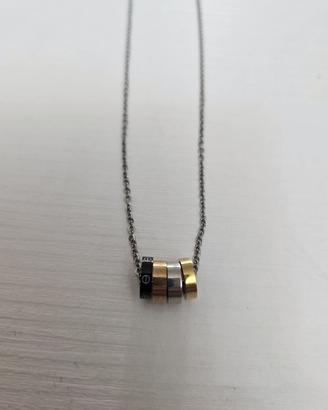 Collana in acciaio inox  ciondolo mini anelli 44cm