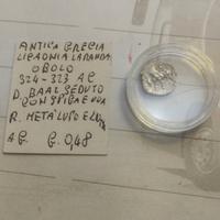 antica Grecia obolo in ag. con lecita provenienza 
