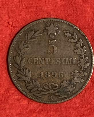 Moneta da 5 centesimi 1896 regno d’Italia