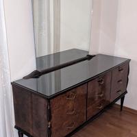 Comò Vintage anni '50 in Radica con Specchiera