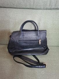 Borsa similpelle nera con tracolla