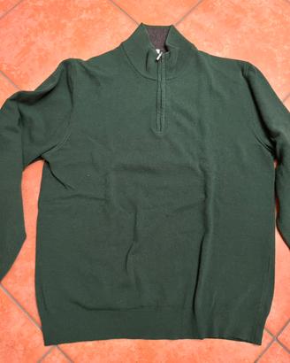 Maglione verde con zip