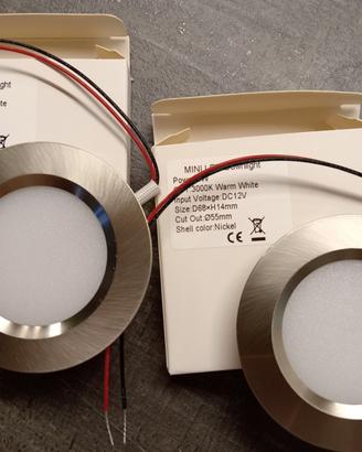 2 Faretti LED Incasso 3W DC12 Luce Calda - Nuovi