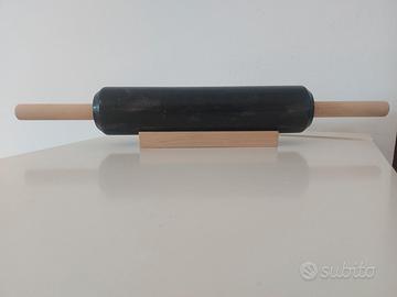 Mattarello pesante marmo nero con supporto legno