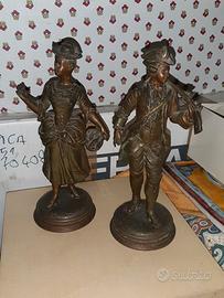 coppia statuette metallo cm 23