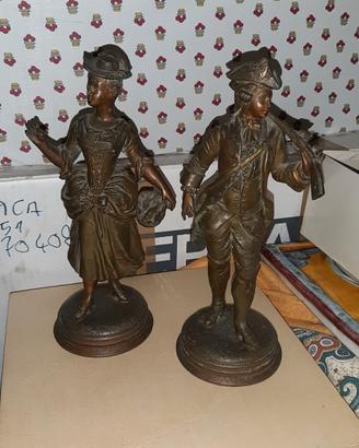 coppia statuette metallo cm 23
