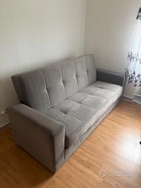 Divano letto grigio come nuovo (3 mesi di vita)