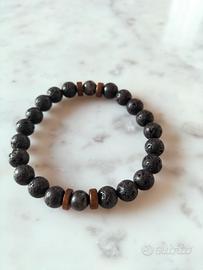 Bracciale braccialetto pietra lavica unisex elasti