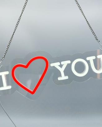 Insegna LED I ❤️ YOU in Plexiglass USB