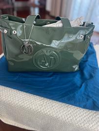 Borsa verde vernice Armani Jeans