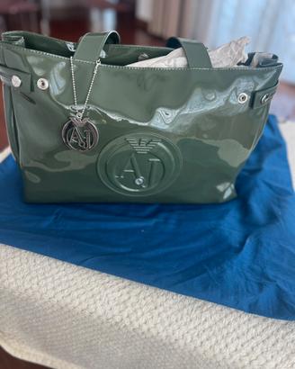 Borsa verde vernice Armani Jeans