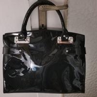 Borsa in pelle lucida nera VicMatié nuova stupenda