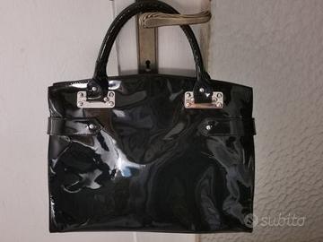 Borsa in pelle lucida nera VicMatié nuova stupenda