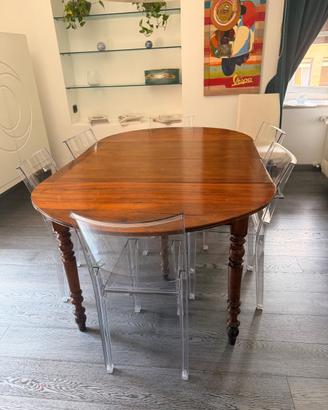 TAVOLO ALLUNGABILE IN LEGNO + 6 SEDIE KARTELlL