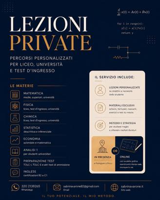 Ripetizioni di Matematica,Fisica,Chimica,Inglese