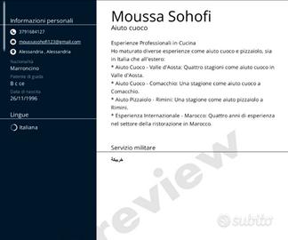 Lavapiatti addetto alla cucina