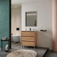 Mobile bagno terra 100cm rovere+lavabo+specchio