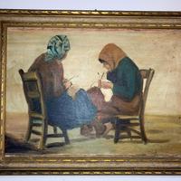 Quadro antico con figure di donna