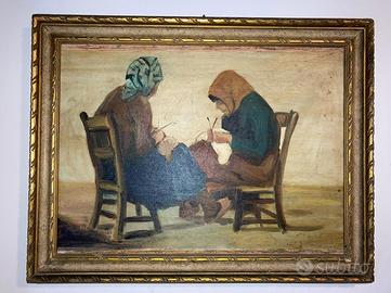 Quadro antico con figure di donna