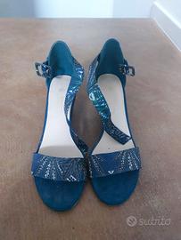 Sandalo zeppa fantasia